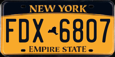 NY license plate FDX6807