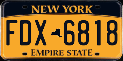 NY license plate FDX6818