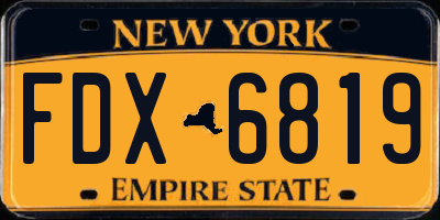 NY license plate FDX6819