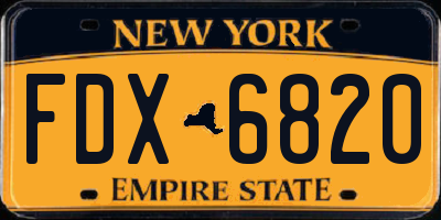 NY license plate FDX6820