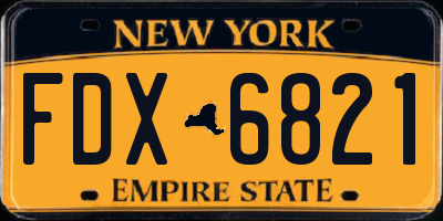 NY license plate FDX6821