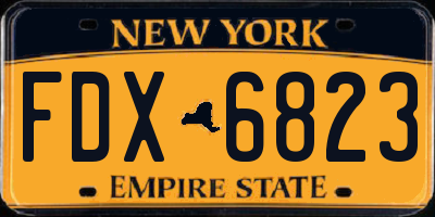 NY license plate FDX6823