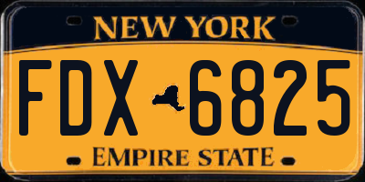 NY license plate FDX6825