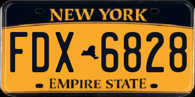 NY license plate FDX6828