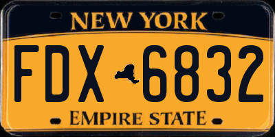 NY license plate FDX6832