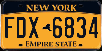 NY license plate FDX6834