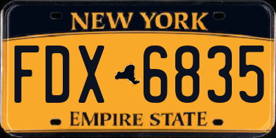 NY license plate FDX6835