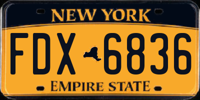 NY license plate FDX6836