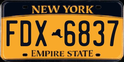 NY license plate FDX6837