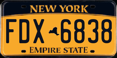 NY license plate FDX6838