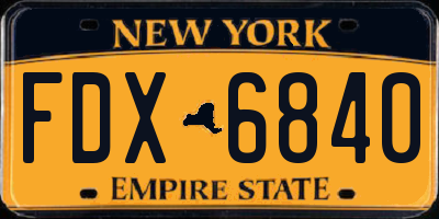 NY license plate FDX6840