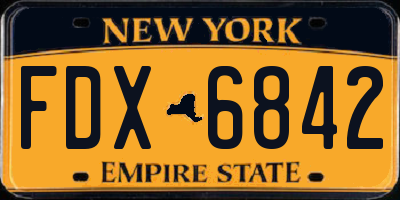 NY license plate FDX6842