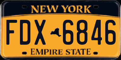 NY license plate FDX6846