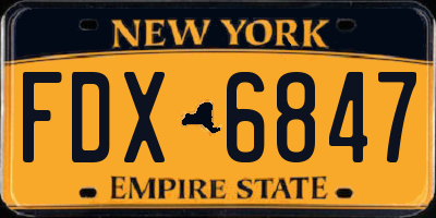 NY license plate FDX6847