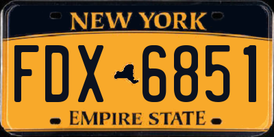 NY license plate FDX6851