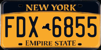 NY license plate FDX6855