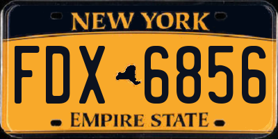 NY license plate FDX6856