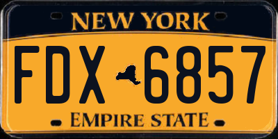 NY license plate FDX6857