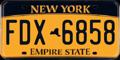 NY license plate FDX6858