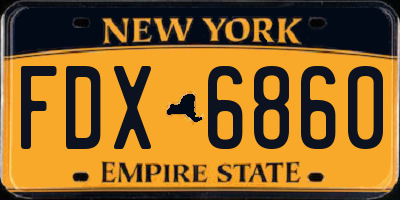 NY license plate FDX6860