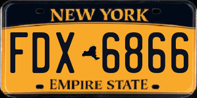 NY license plate FDX6866
