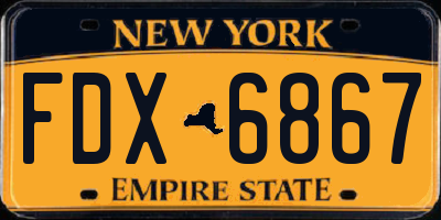 NY license plate FDX6867