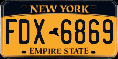 NY license plate FDX6869