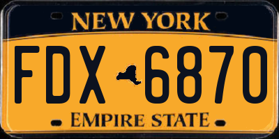 NY license plate FDX6870