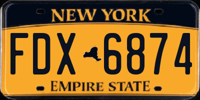 NY license plate FDX6874