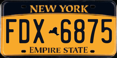 NY license plate FDX6875