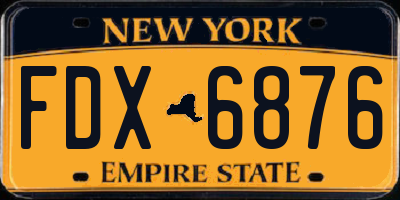 NY license plate FDX6876