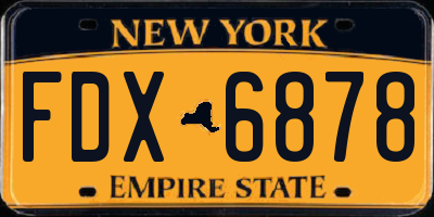 NY license plate FDX6878