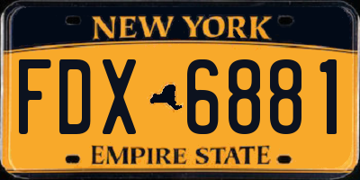 NY license plate FDX6881