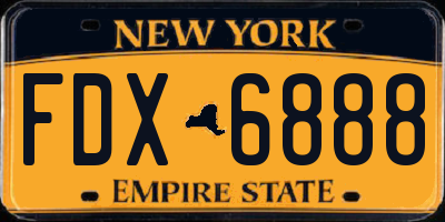 NY license plate FDX6888