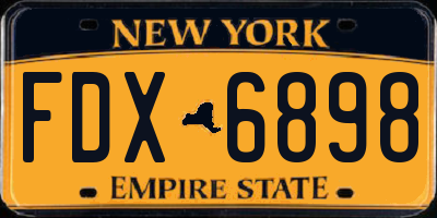 NY license plate FDX6898