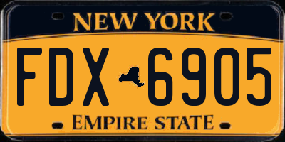 NY license plate FDX6905