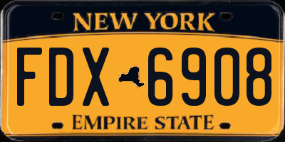 NY license plate FDX6908