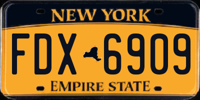 NY license plate FDX6909