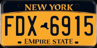 NY license plate FDX6915