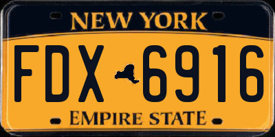 NY license plate FDX6916