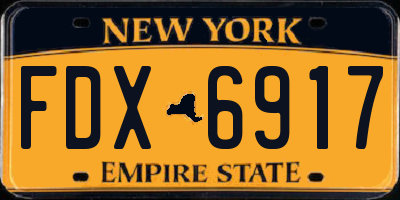 NY license plate FDX6917