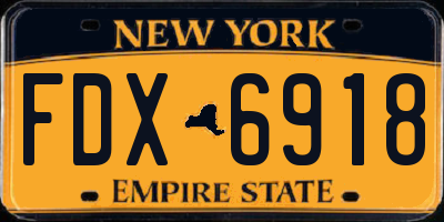 NY license plate FDX6918