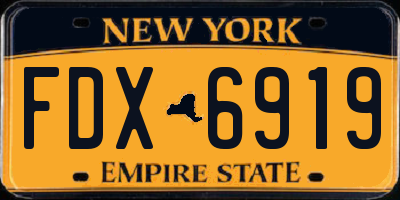 NY license plate FDX6919