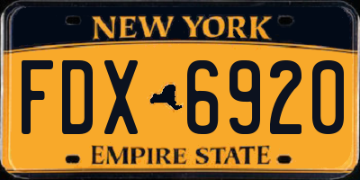 NY license plate FDX6920