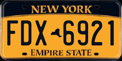 NY license plate FDX6921