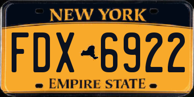 NY license plate FDX6922