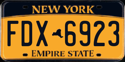 NY license plate FDX6923