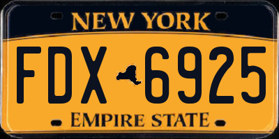 NY license plate FDX6925