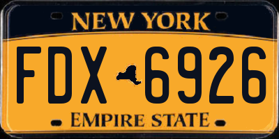 NY license plate FDX6926