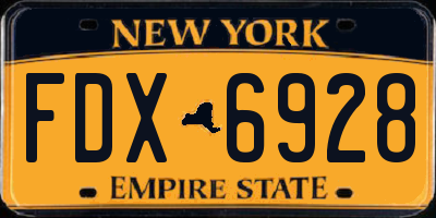 NY license plate FDX6928